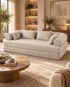 MILO – canapé convertible beige, vue d’ambiance