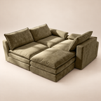 VELA – canapé modulable vert olive, configuration en U
